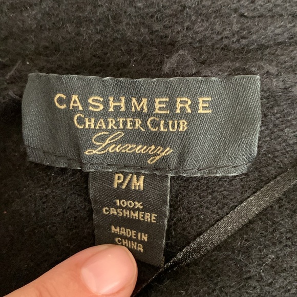 Cashmere charter club luxury open front black cardigan size P/M - Picture 6 of 6